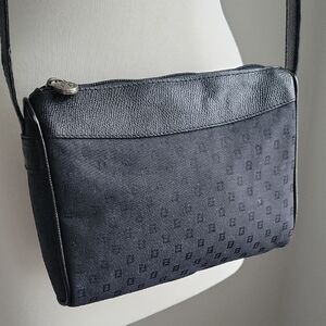 Vintage FENDI Black Leather & Canvas Crossbody Bag